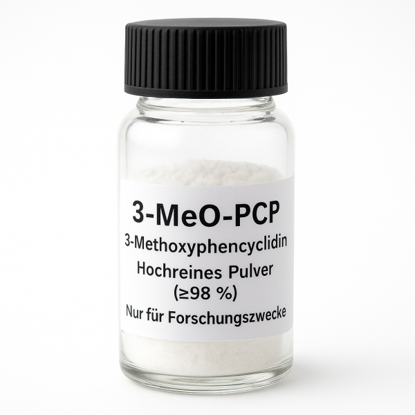 3-MeO-PCP – Hochreines Forschungschemikalien-Pulver (≥98 % Reinheit) in transparenter Laborflasche 3-MeO-PCP kaufen – Hochreines Research Chemical (≥98 % HPLC)